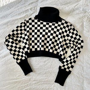 12th Tribe black and white cropped sweater size Small